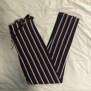 F21 Navy, Red, and White Mid Calf Pants with Belt